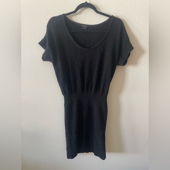 Theory black cinched waist high neck mini dress - Picture 1 of 3